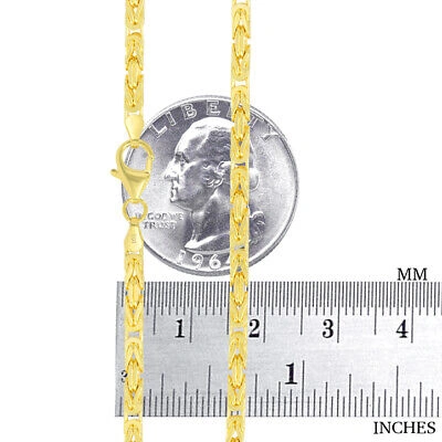 Pre-owned Nuragold Real 10k Yellow Gold Mens 4mm Byzantine Chain Square Link Pendant Necklace 22"