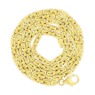Pre-owned Nuragold Real 10k Yellow Gold Mens 4mm Byzantine Chain Square Link Pendant Necklace 22"