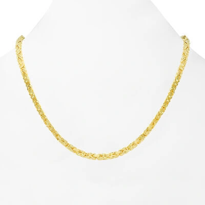 Pre-owned Nuragold Real 10k Yellow Gold Mens 4mm Byzantine Chain Square Link Pendant Necklace 22"