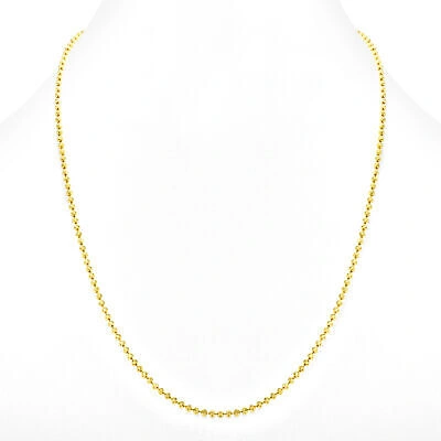 Pre-owned Nuragold Womens 10k Yellow Gold Solid 2.5mm Diamond Moon Cut Bead Ball Chain Necklace 18"