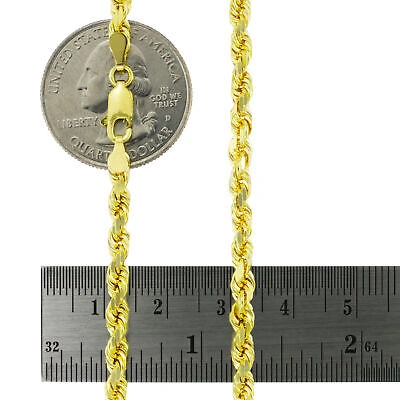 Pre-owned Nuragold 14k Yellow Gold Solid 3.5mm Diamond Cut Rope Chain Italian Bracelet Mens 7.5"