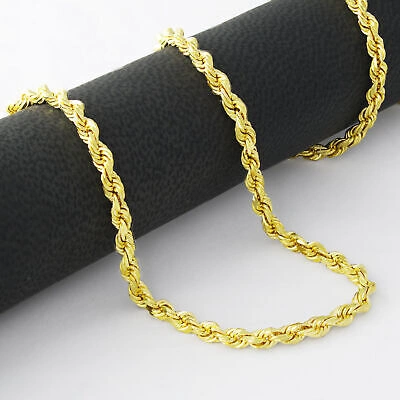 Pre-owned Nuragold 14k Yellow Gold Solid 3.5mm Diamond Cut Rope Chain Italian Bracelet Mens 7.5"