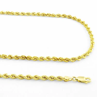 Pre-owned Nuragold 14k Yellow Gold Solid 3.5mm Diamond Cut Rope Chain Italian Bracelet Mens 7.5"