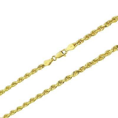 Pre-owned Nuragold 14k Yellow Gold Solid 3.5mm Diamond Cut Rope Chain Italian Bracelet Mens 7.5"
