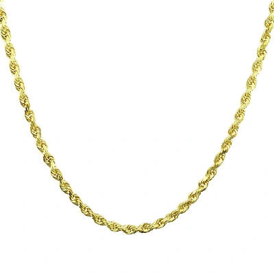 Pre-owned Nuragold 14k Yellow Gold Solid 3.5mm Diamond Cut Rope Chain Italian Bracelet Mens 7.5"