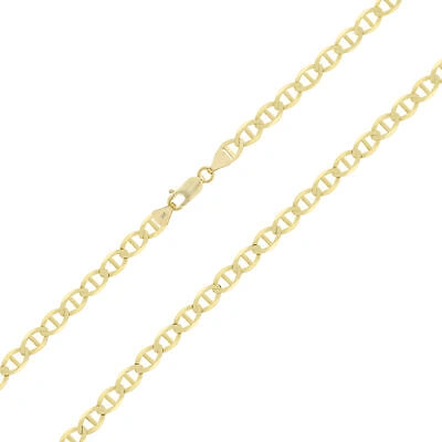 Pre-owned Nuragold 14k Yellow Gold Solid Mens 7.5mm Mariner Anchor Flat Link Chain Bracelet 8.5"