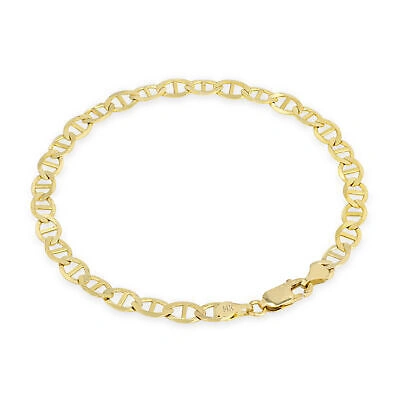 Pre-owned Nuragold 14k Yellow Gold Solid 6mm Mens Flat Mariner Anchor Flat Link Chain Bracelet 9"