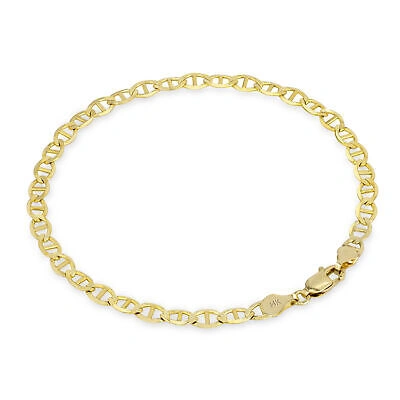 Pre-owned Nuragold 14k Yellow Gold Solid 5mm Mens Flat Mariner Anchor Flat Link Chain Bracelet 9"