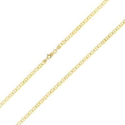 Pre-owned Nuragold 14k Yellow Gold Solid 5mm Mens Flat Mariner Anchor Flat Link Chain Bracelet 9"