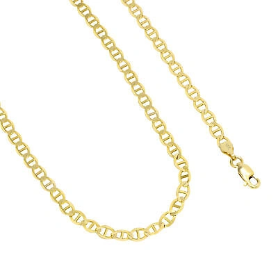 Pre-owned Nuragold 14k Yellow Gold Solid 5mm Mens Flat Mariner Anchor Flat Link Chain Bracelet 9"