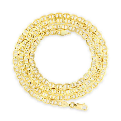 Pre-owned Nuragold 14k Yellow Gold Solid 5mm Mens Flat Mariner Anchor Flat Link Chain Bracelet 9"