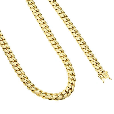 Pre-owned Nuragold 14k Yellow Gold Solid Mens 9mm Miami Cuban Link Chain Bracelet Box Clasp 9"