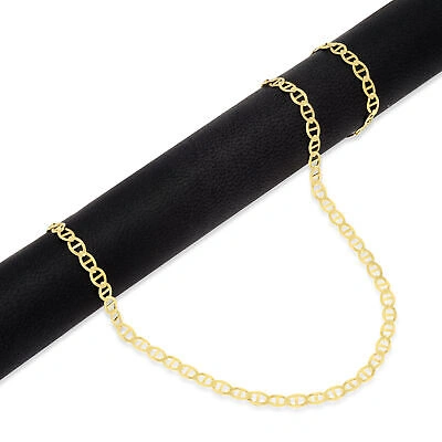 Pre-owned Nuragold 14k Yellow Gold Solid 5mm Mens Flat Mariner Anchor Flat Link Chain Bracelet 9"