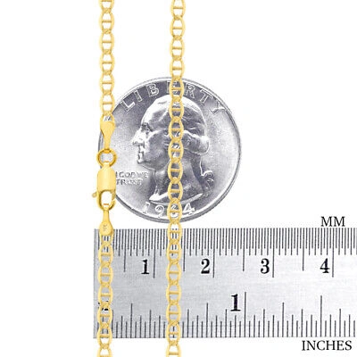 Pre-owned Nuragold 14k Yellow Gold Solid 4mm Mariner Anchor Flat Link Chain Bracelet Or Anklet 9"