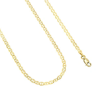 Pre-owned Nuragold 14k Yellow Gold Solid 4mm Mariner Anchor Flat Link Chain Bracelet Or Anklet 9"