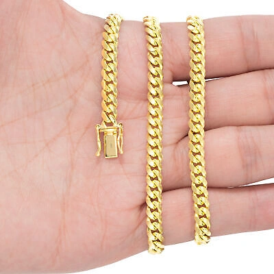 Pre-owned Nuragold 14k Yellow Gold Solid 5mm Mens Miami Cuban Link Chain Necklace Box Clasp 26"
