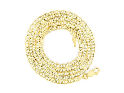 Pre-owned Nuragold 14k Yellow Gold Solid 4mm Mariner Anchor Flat Link Chain Bracelet Or Anklet 9"