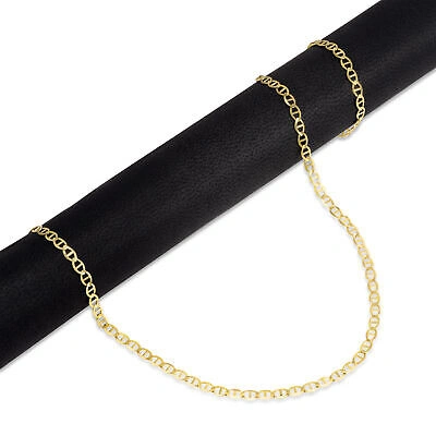 Pre-owned Nuragold 14k Yellow Gold Solid 4mm Mariner Anchor Flat Link Chain Bracelet Or Anklet 9"