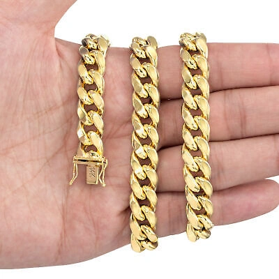 Pre-owned Nuragold 14k Yellow Gold Mens 11mm Miami Cuban Link Chain Italian Necklace Box Clasp 28"