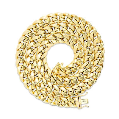 Pre-owned Nuragold 14k Yellow Gold Mens 11mm Miami Cuban Link Chain Italian Necklace Box Clasp 28"