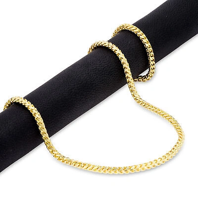 Pre-owned Nuragold 14k Yellow Gold Solid 3.5mm Mens Franco Wheat Diamond Cut Necklace Chain 26"