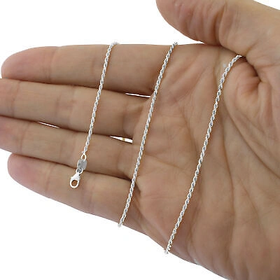 Pre-owned Nuragold 14k White Gold Solid 1mm Diamond Cut Rope Chain Necklace Mens Womens 22"