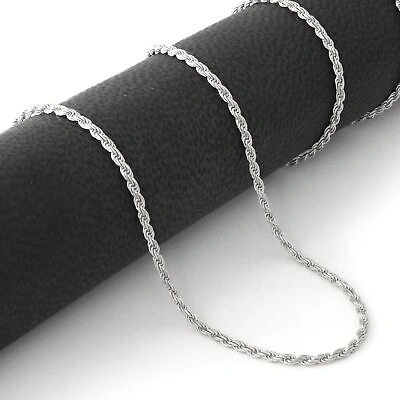 Pre-owned Nuragold 14k White Gold Solid 1mm Diamond Cut Rope Chain Necklace Mens Womens 22"