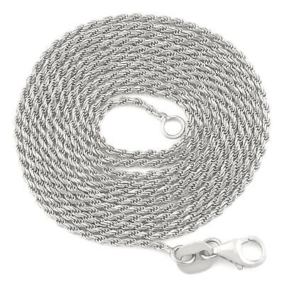 Pre-owned Nuragold 14k White Gold Solid 1mm Diamond Cut Rope Chain Necklace Mens Womens 22"