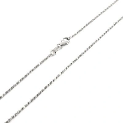 Pre-owned Nuragold 14k White Gold Solid 1mm Diamond Cut Rope Chain Necklace Mens Womens 22"