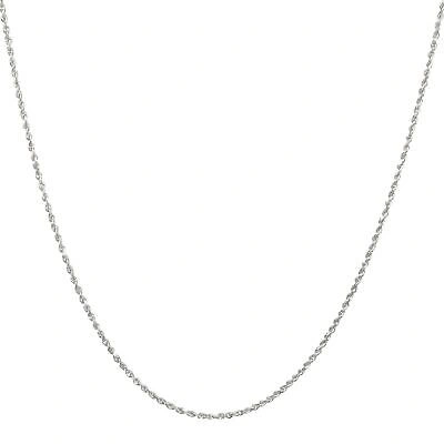 Pre-owned Nuragold 14k White Gold Solid 1mm Diamond Cut Rope Chain Necklace Mens Womens 22"