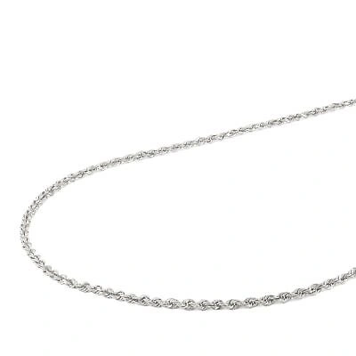 Pre-owned Nuragold 14k White Gold Solid 1mm Diamond Cut Rope Chain Necklace Mens Womens 22"