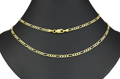 Pre-owned Nuragold 14k Yellow Gold Solid 3.5mm Italian Figaro Link Chain Pendant Necklace Women 16"