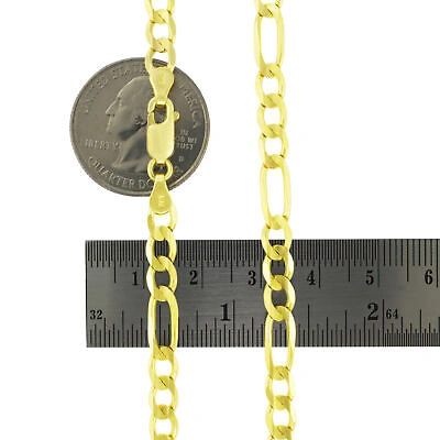 Pre-owned Nuragold Real 14k Yellow Gold 6.5mm Figaro Chain Italian Link Pendant Necklace Mens 28"