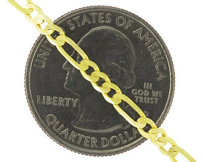 Pre-owned Nuragold 14k Yellow Gold Solid 3.5mm Italian Figaro Link Chain Pendant Necklace Women 16"