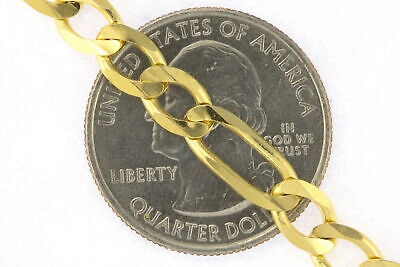 Pre-owned Nuragold Real 14k Yellow Gold 6.5mm Figaro Chain Italian Link Pendant Necklace Mens 28"