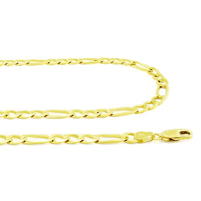 Pre-owned Nuragold Real 14k Yellow Gold 6.5mm Figaro Chain Italian Link Pendant Necklace Mens 28"