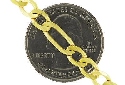 Pre-owned Nuragold Real 14k Yellow Gold 6.5mm Figaro Chain Italian Link Pendant Necklace Mens 28"