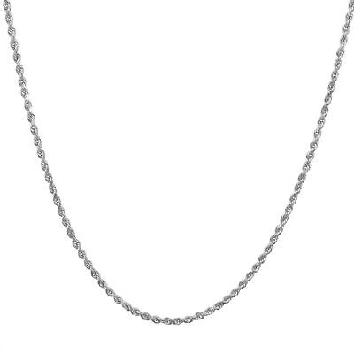 Pre-owned Nuragold 14k White Gold 2.5mm Diamond Cut Rope Italian Chain Pendant Necklace Mens 28"