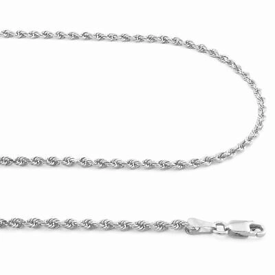 Pre-owned Nuragold 14k White Gold 2.5mm Diamond Cut Rope Italian Chain Pendant Necklace Mens 28"