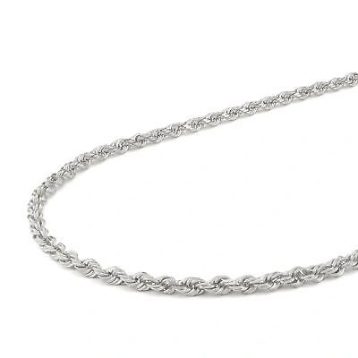 Pre-owned Nuragold 14k White Gold Solid Womens 2.5mm Diamond Cut Chain Italian Necklace 16"