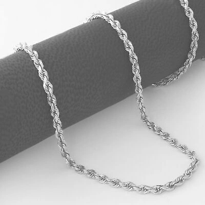 Pre-owned Nuragold 14k White Gold 2.5mm Diamond Cut Rope Italian Chain Pendant Necklace Mens 28"