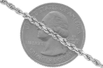 Pre-owned Nuragold 14k White Gold 2.5mm Diamond Cut Rope Italian Chain Pendant Necklace Mens 28"