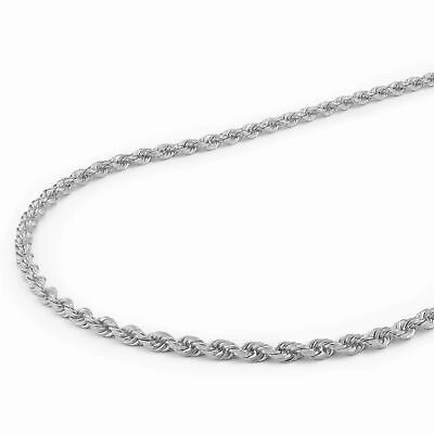 Pre-owned Nuragold 14k White Gold 2.5mm Diamond Cut Rope Italian Chain Pendant Necklace Mens 28"