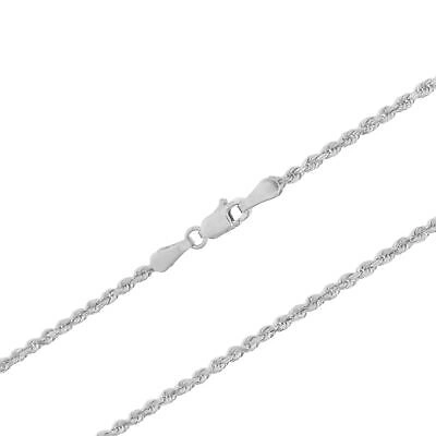 Pre-owned Nuragold 14k White Gold 2.5mm Diamond Cut Rope Italian Chain Pendant Necklace Mens 28"