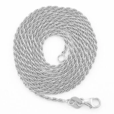 Pre-owned Nuragold 14k White Gold 2.5mm Diamond Cut Rope Italian Chain Pendant Necklace Mens 28"