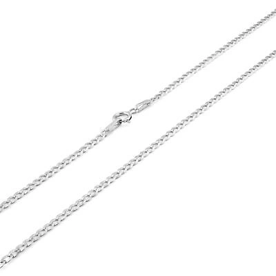 Pre-owned Nuragold 14k White Gold 2mm Women Solid Curb Cuban Chain Link Italian Necklace 18"