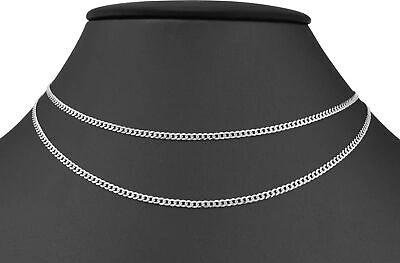 Pre-owned Nuragold 14k White Gold 2mm Women Solid Curb Cuban Chain Link Italian Necklace 18"