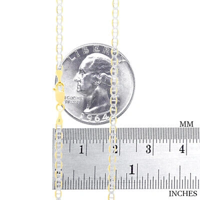 Pre-owned Nuragold 14k Yellow Gold Solid 3mm Pave Diamond Cut Mariner Anchor Chain Necklace 16"