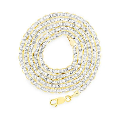 Pre-owned Nuragold 14k Yellow Gold Solid 3mm Pave Diamond Cut Mariner Anchor Chain Necklace 16"