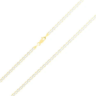 Pre-owned Nuragold 14k Yellow Gold Solid 3mm Pave Diamond Cut Mariner Anchor Chain Necklace 16"